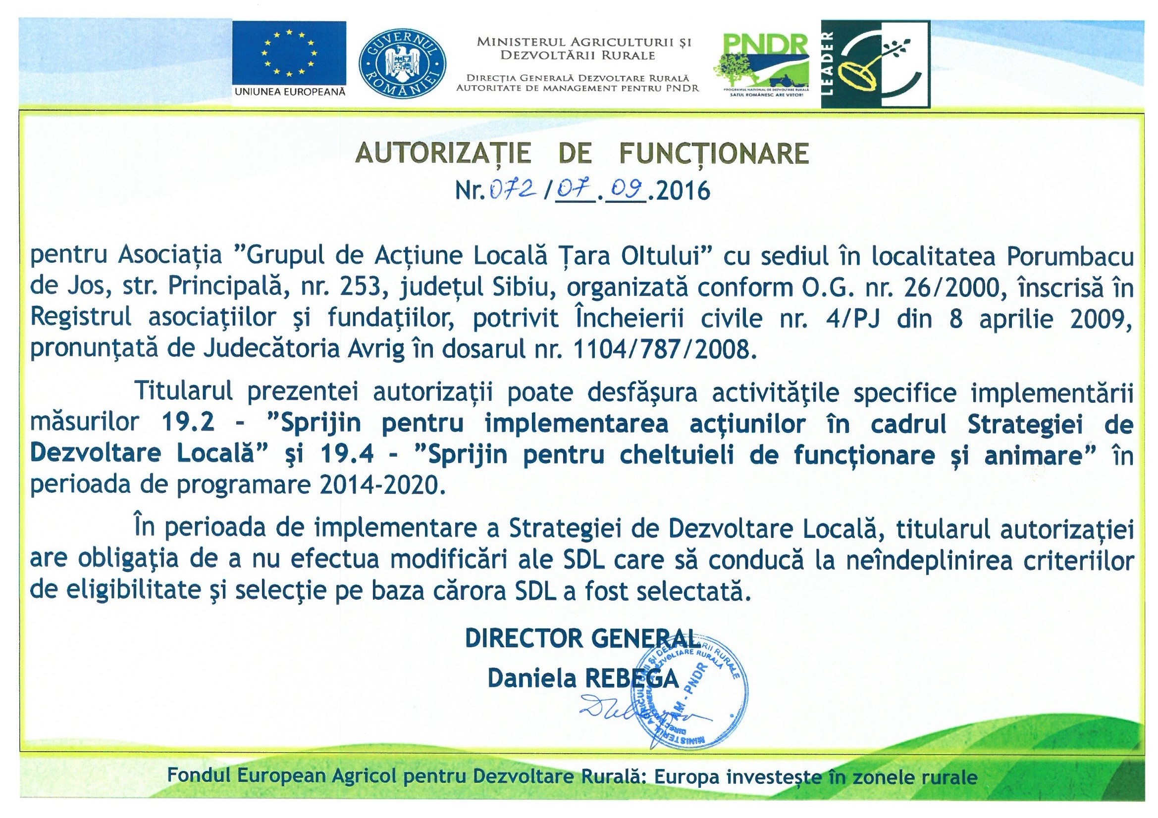 decizia de autorizare